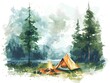 Easy camping hacks flat design side view outdoor tips theme water color Tetradic color scheme