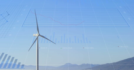Poster - Image of data processing over wind turbine network of connections turbine turbine image image image 