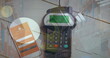 Image of financial data processing over smartphone and payment terminal