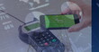 Image of financial data processing over smartphone and payment terminal