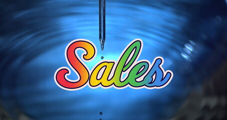 Poster - Image of sales text over water drop