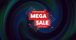 Image of mega sale text banner against abstract textured blue gradient background