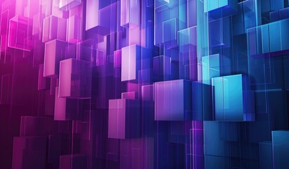 Wall Mural - technological patterns, with gradient blue and purple theme, abstract background, created with ai
