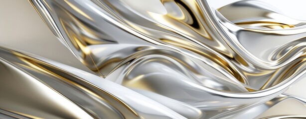 Wall Mural - abstract 3d render of white and gold texture, background, luxurious, created with ai