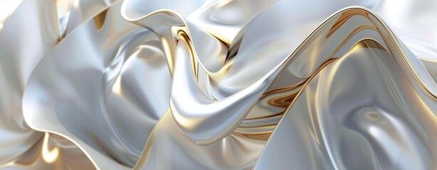Wall Mural - abstract 3d render of white and gold texture, background, luxurious, created with ai