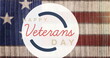Image of veterans day text and usa flag over dark background