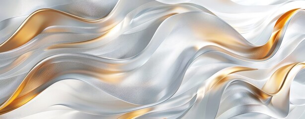 Wall Mural - abstract 3d render of white and gold texture, background, luxurious, created with ai