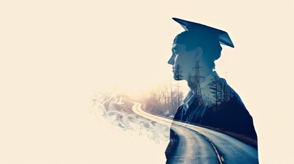 A silhouette of a person wearing a cap and gown is shown on a white background