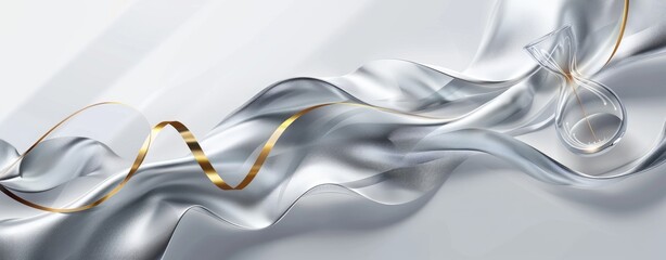 Wall Mural - abstract 3d render of white and gold texture, background, luxurious, created with ai