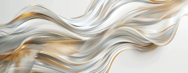 Wall Mural - abstract 3d render of white and gold texture, background, luxurious, created with ai