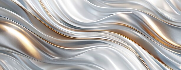 Wall Mural - abstract 3d render of white and gold texture, background, luxurious, created with ai