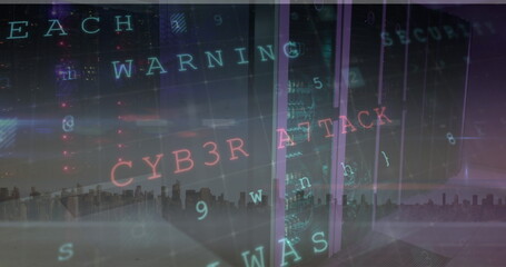 Poster - Image of data processing over cityscape
