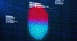 Image of security fingerprint and data processing over dark background