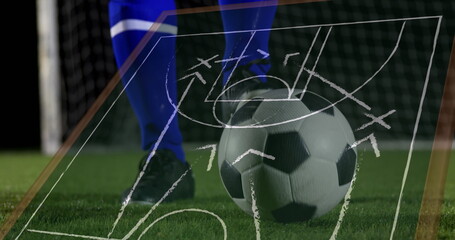 Poster - Image of data processing over football match in sports stadium