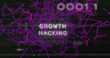 Image of growth hacking text and data processing over computer motherboard