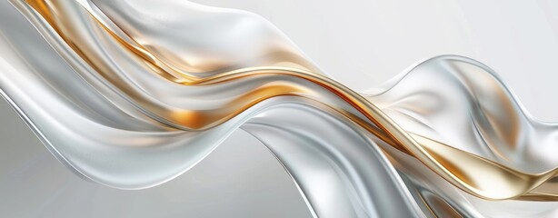 Wall Mural - abstract 3d render of white and gold texture, background, luxurious, created with ai