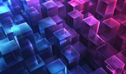 Wall Mural - technological patterns, with gradient blue and purple theme, abstract background, created with ai
