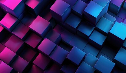 Wall Mural - technological patterns, with gradient blue and purple theme, abstract background, created with ai