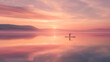 Serene Canoeing at Sunset on a Calm Lake