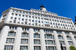 Landmark buildings on Gran Via street in Central Madrid, Spain