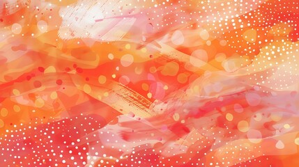 An abstract pattern of lines and dots in vibrant colors of red and orange. 