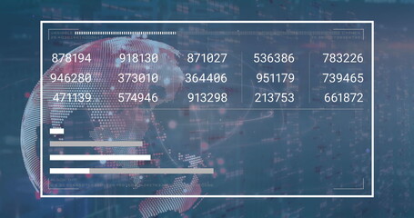 Aufkleber - Image of changing numbers, graphs, loading bar over bars and rotating globe