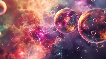 Poster - Mesmerizing Celestial Orbs in Vibrant Cosmic Landscape
