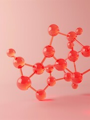 Poster - Intricate Molecular Structure in Vibrant Hues of Red and Orange