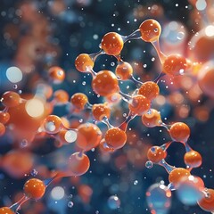 Poster - Vibrant Abstract Molecular Particles Explosion Glowing Illumination Background