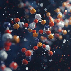 Poster - Luminous Molecular Structures in Dynamic Motion Surreal Digital Art Depicting the Interconnected