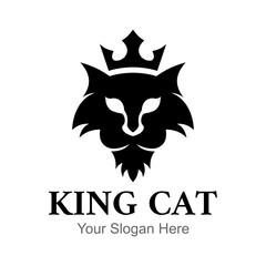 Wall Mural - vector crowned cat head logo
