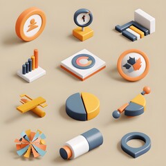 Poster - key steps of life cycle assessment visualized in 3d icons