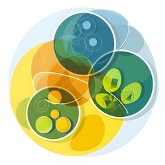 Poster - Overlapping colorful abstract geometric shapes and patterns creating a dynamic and conceptual