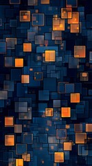 Wall Mural - Abstract background with a pattern of squares in blue and orange colors