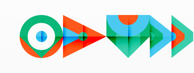 Poster - A vibrant logo featuring arrows in different directions, framed by a symmetrical pattern resembling a flag. The electric blue color adds an artistic touch to the design