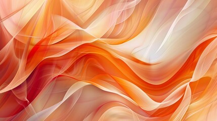 Wall Mural - Behold the elegance of abstract artistry with wavy orange and light red lines flowing gracefully across the composition