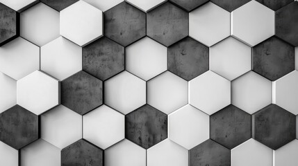 Poster - Modern hexagonal pattern with a stylish monochromatic design