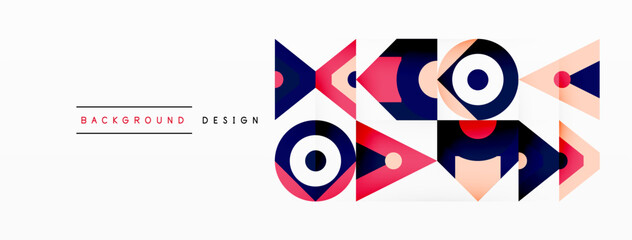 Aufkleber - An artistic geometric design featuring triangles, rectangles, circles, and arrows in electric blue. This pattern symbolizes movement and direction, perfect for a modern logo or graphic design