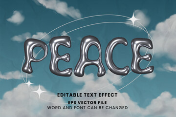 Poster - peace y2k holographic chrome 3d inflated text effect