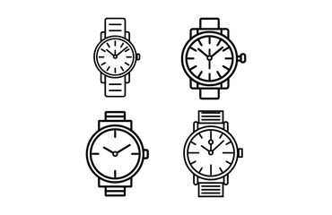 Flat watch icon set, symbol vector Illustration.