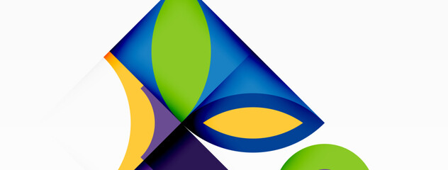 Poster - An artistic logo featuring a green circle surrounded by triangles and rectangles, with electric blue tints and shades creating a symmetrical pattern. The font and graphics add to the overall design