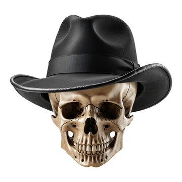 skull head wearing a hat