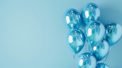 A bunch of blue balloons on a blue background.