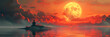 sunset over the lake,
Buddha Purnima illustration