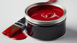 Generic Can with Paint and Red Paintbrush,
red paint can and brush 3D Image