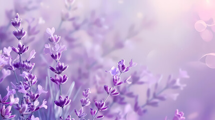 Wall Mural - lavender flower background with bokeh lights in the distance