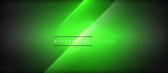 Poster - Automotive lighting technology with a green glowing diagonal line on a black background, creating a striking visual effect. The electric blue circle and magenta lens flare add to the dynamic event