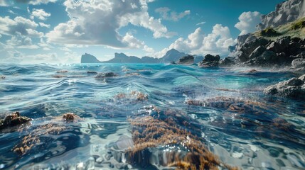 Poster - Nature of the rocky seashore and ocean surface