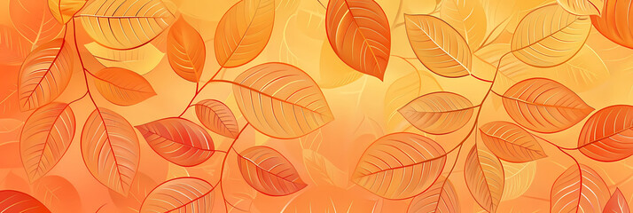 Wall Mural - orange leaf background with a pattern of leaves