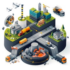 Poster - Infographic Illustrating Stages of Product Life Cycle from Raw Material Extraction to Disposal and